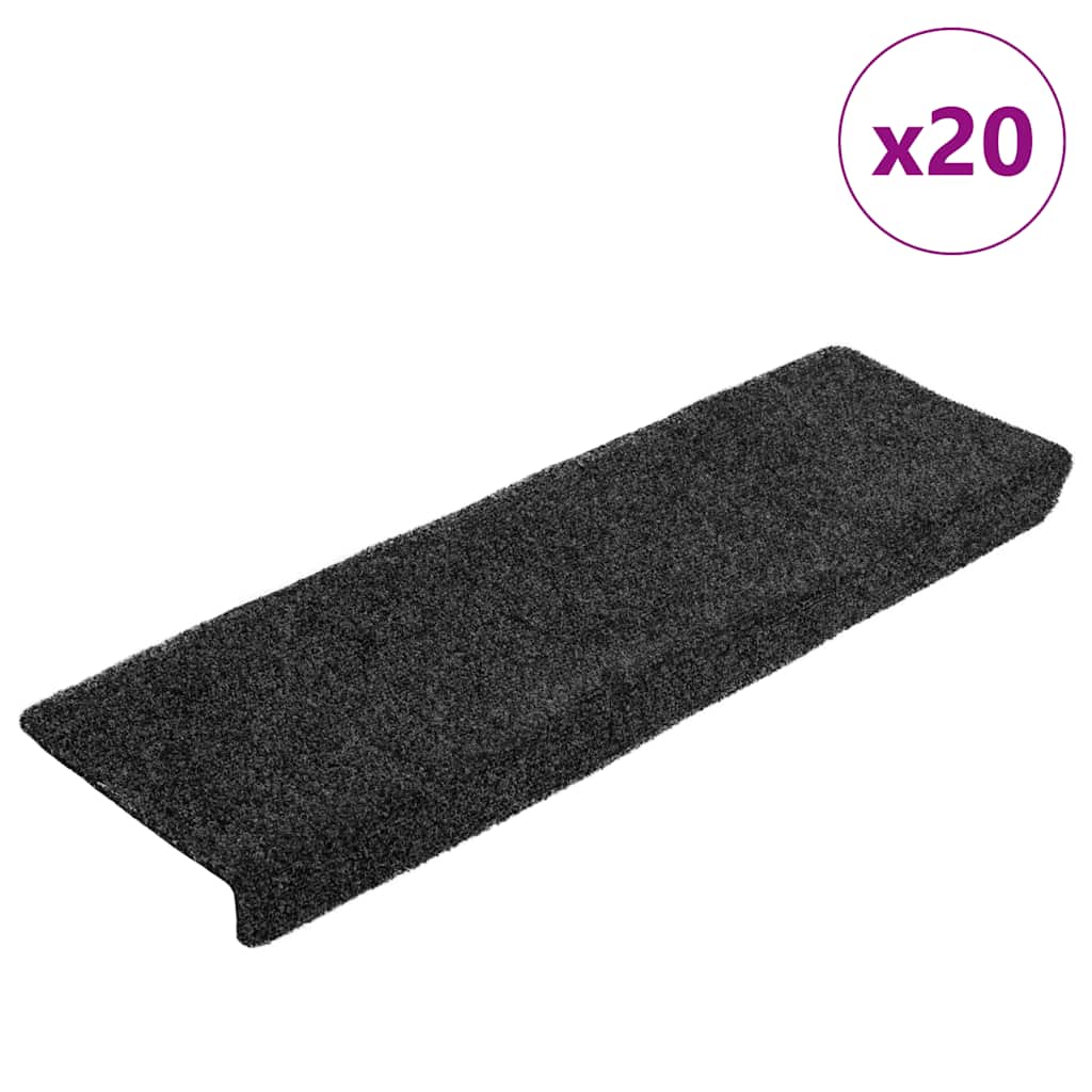 VidaXL tapetes para escaleras autoadhesivos 20 piezas 65x21x4 cm borde rectangular gris