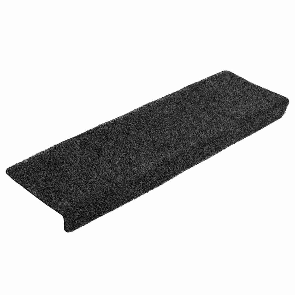 VidaXL tapetes para escaleras autoadhesivos 20 piezas 65x21x4 cm borde rectangular negro