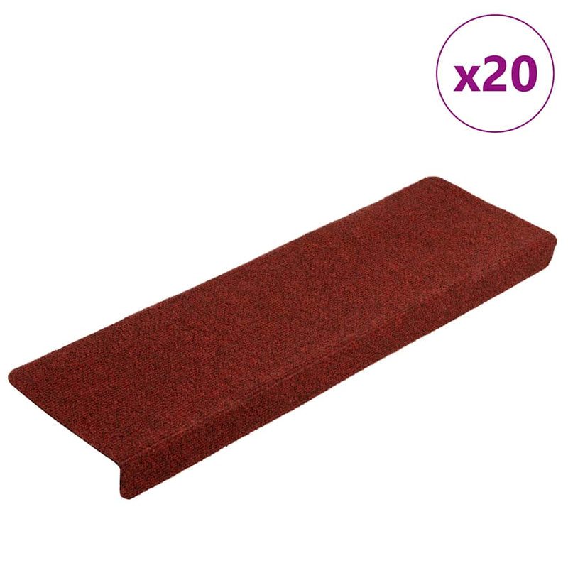 VidaXL Tappetini per scale autoadesivi 20 pezzi 65x21x4 cm bordo rettangolare rosso bordeaux