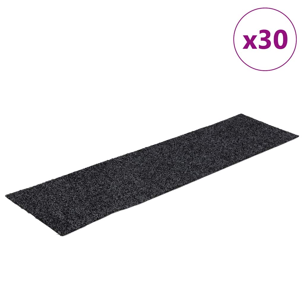 Vidaxx alfombras de escalera autoadhesivas 30 piezas 76x20 cm gris rectangular