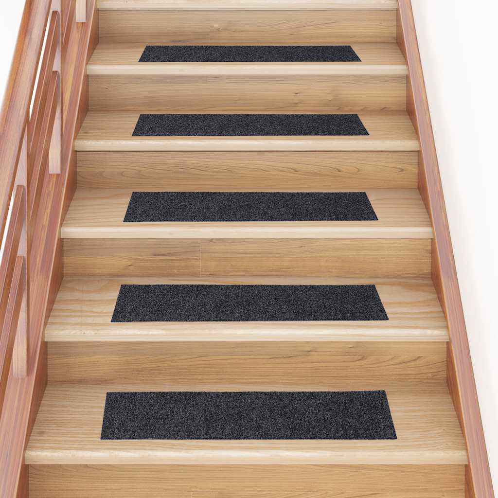Vidaxx alfombras de escalera autoadhesivas 30 piezas 76x20 cm gris rectangular