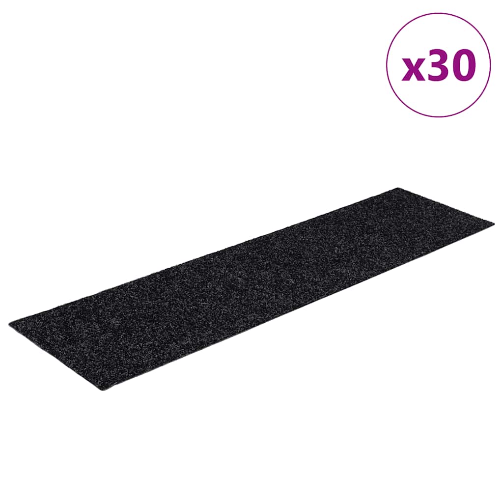 Vidaxx alfombras de escalera autoadhesivas 30 piezas 76x20 cm negro rectangular