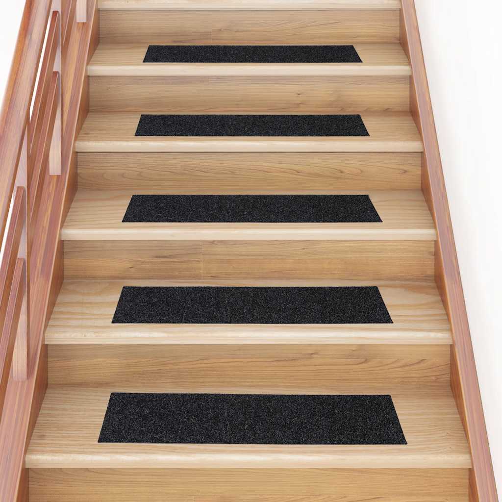 Vidaxx alfombras de escalera autoadhesivas 30 piezas 76x20 cm negro rectangular