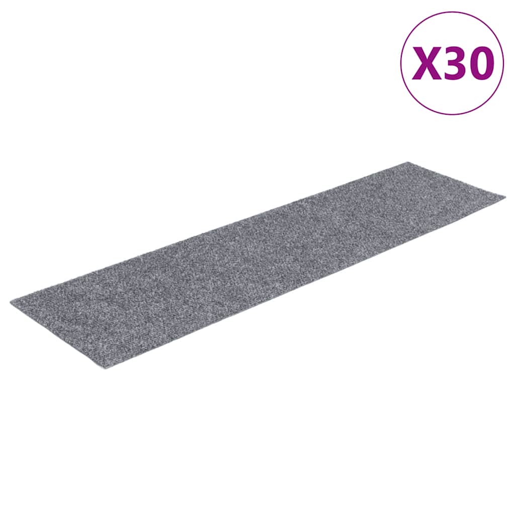 Vidaxx tapetes para escaleras autoadhesivos 30 piezas 76x20 cm gris claro rectangular