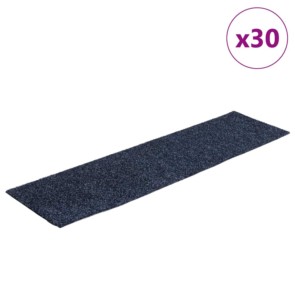 Vidaxx alfombras de escalera autoadhesivas 30 piezas 76x20 cm gris azul rectangular