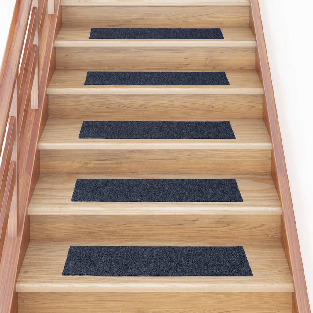 Vidaxx alfombras de escalera autoadhesivas 30 piezas 76x20 cm gris azul rectangular