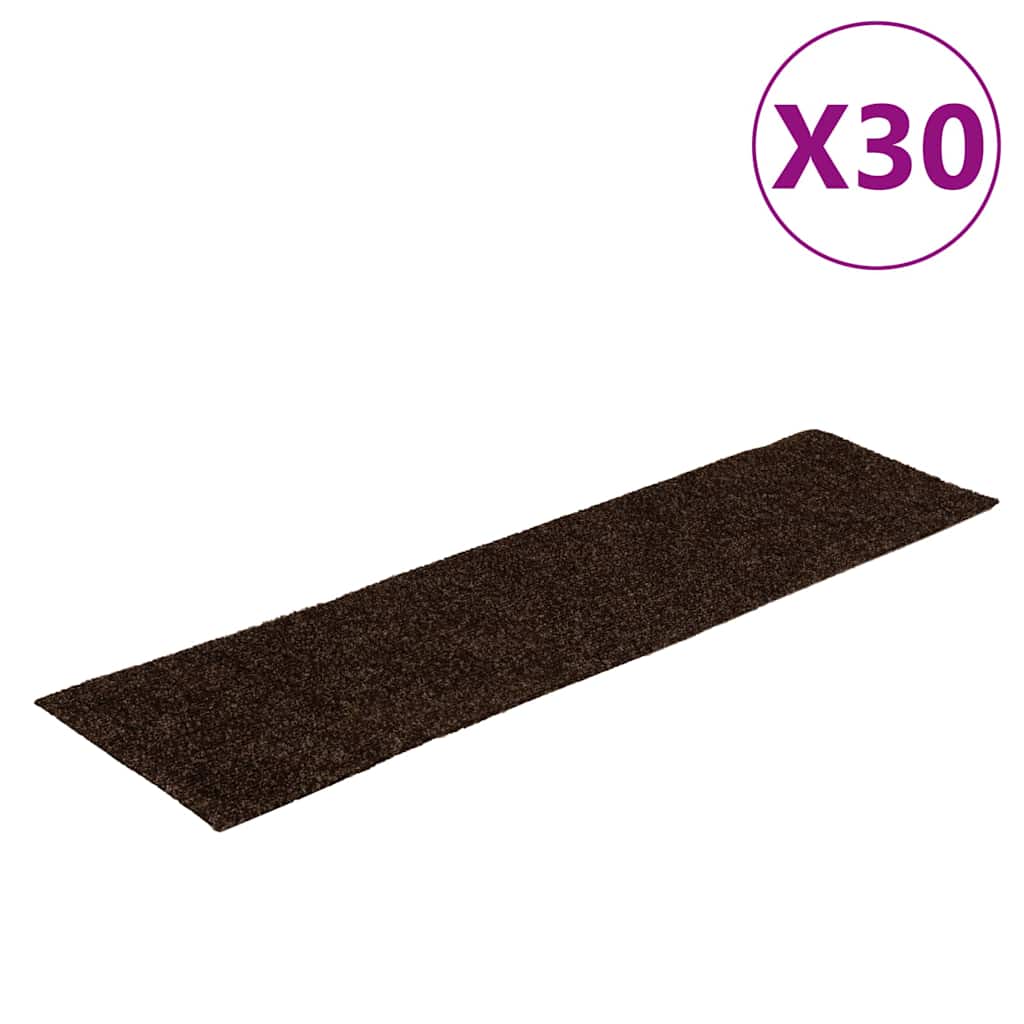 Tappetini per scale autoadesivi Vidaxx 30 pezzi 76x20 cm marrone rettangolare