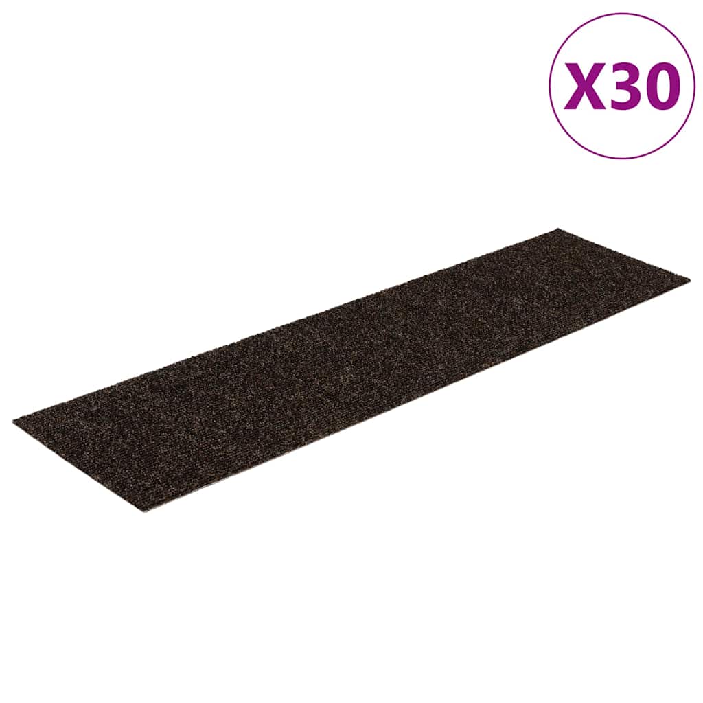 Vidaxx alfombras de escalera autoadhesivas 30 piezas 76x20 cm marrón oscuro rectangular