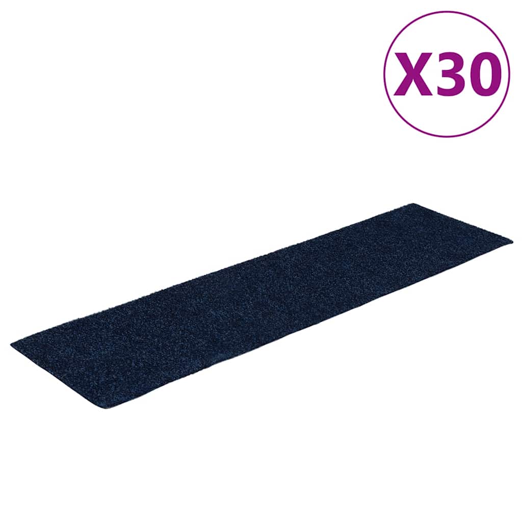 Vidaxx alfombras de escalera autoadhesivas 30 piezas 76x20 cm rectangular azul marino