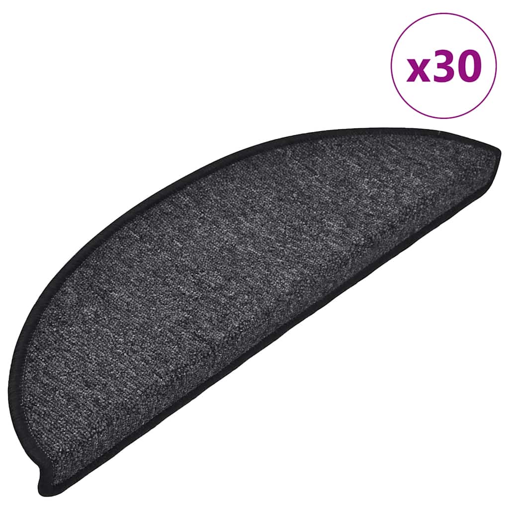 Vidaxx alfombras para escaleras 30uds 56x17x3 cm antracita semicircular
