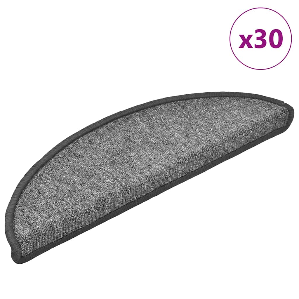 VidaXL alfombrillas para escaleras 30uds 56x17x3 cm gris oscuro semicirculares