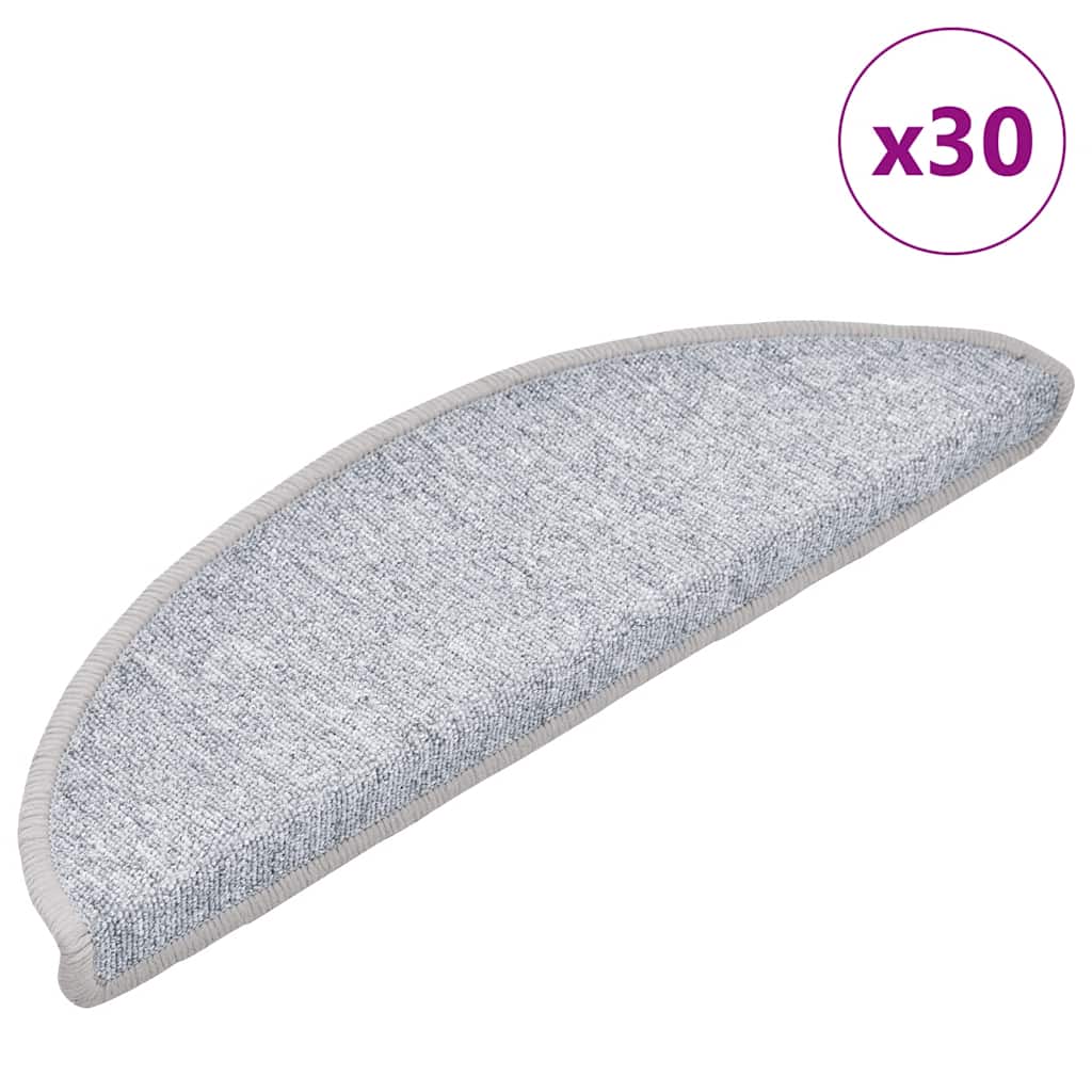Vidaxl trapmatten 30 st 56x17x3 cm lichtgrijs halfrond