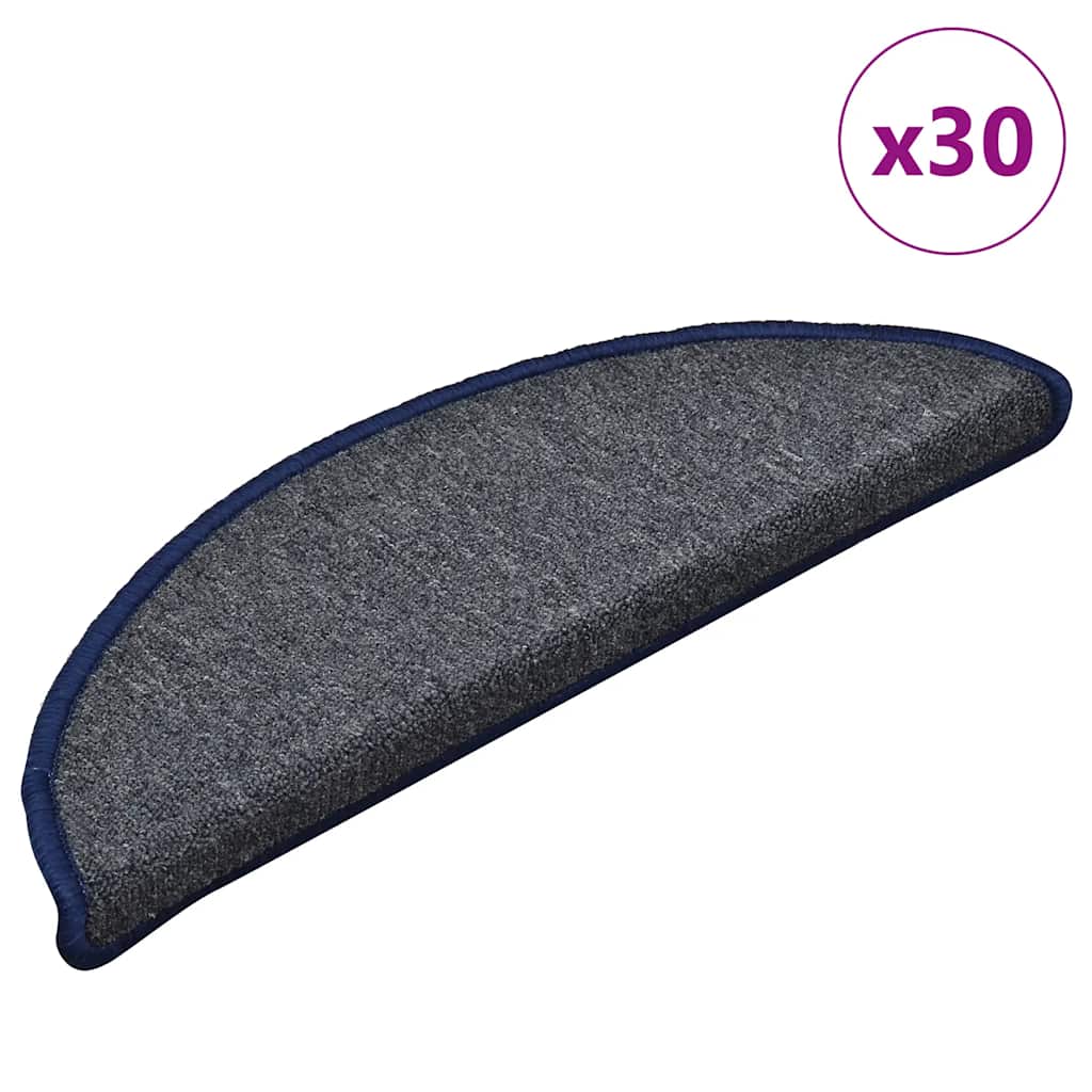 VidaXL alfombrillas para escaleras 30uds 56x17x3 cm gris oscuro y azul semicirculares