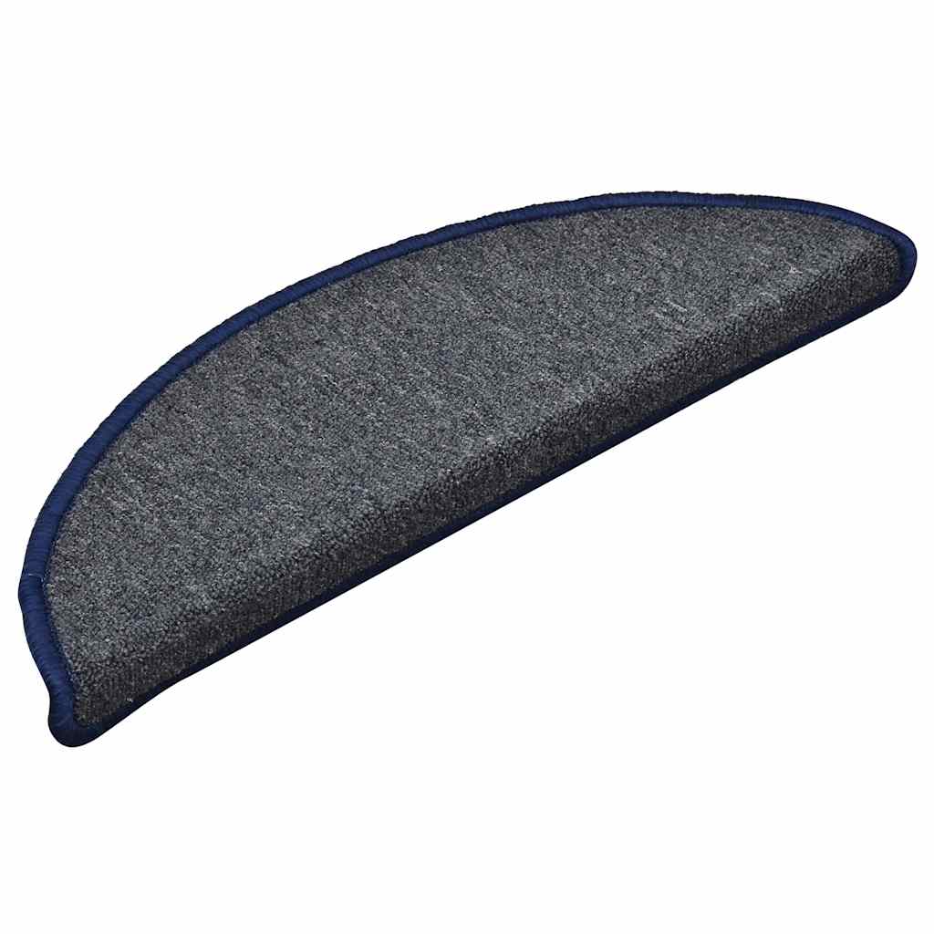 VidaXL alfombrillas para escaleras 30uds 56x17x3 cm gris oscuro y azul semicirculares