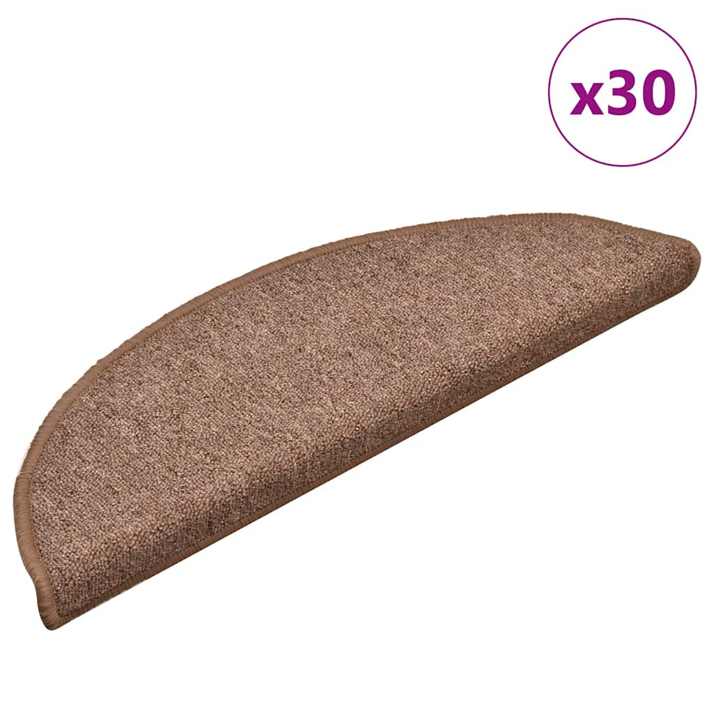 Vidaxl trapmatten 30 st 56x17x3 cm bruin halfrond
