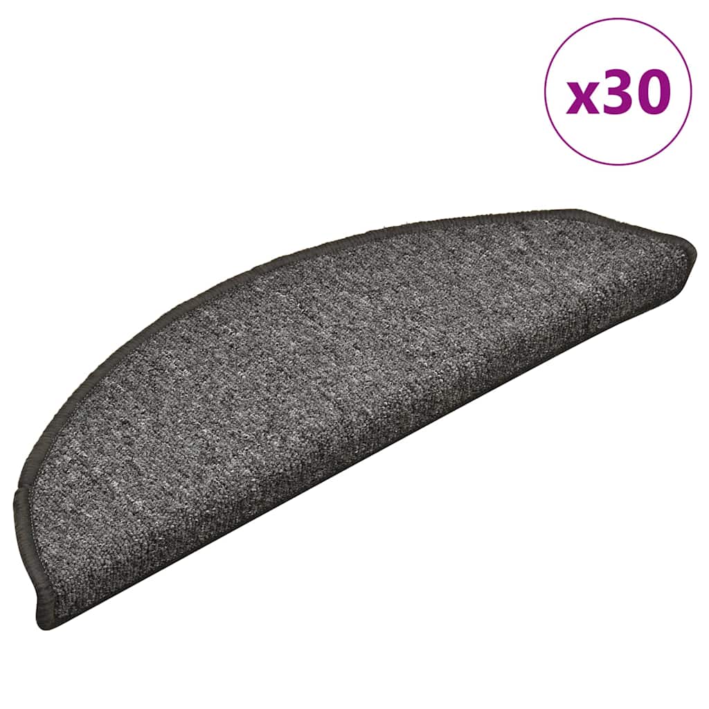 Tappetini per scale VidaXL 30 pz 56x17x3 cm grigio scuro semicircolare