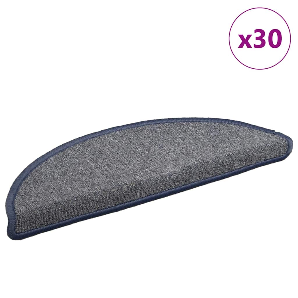 Vidaxx alfombrillas para escaleras 30uds 56x17x3 cm gris claro y azul semicirculares