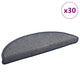 Vidaxx alfombrillas para escaleras 30uds 56x17x3 cm gris claro y azul semicirculares