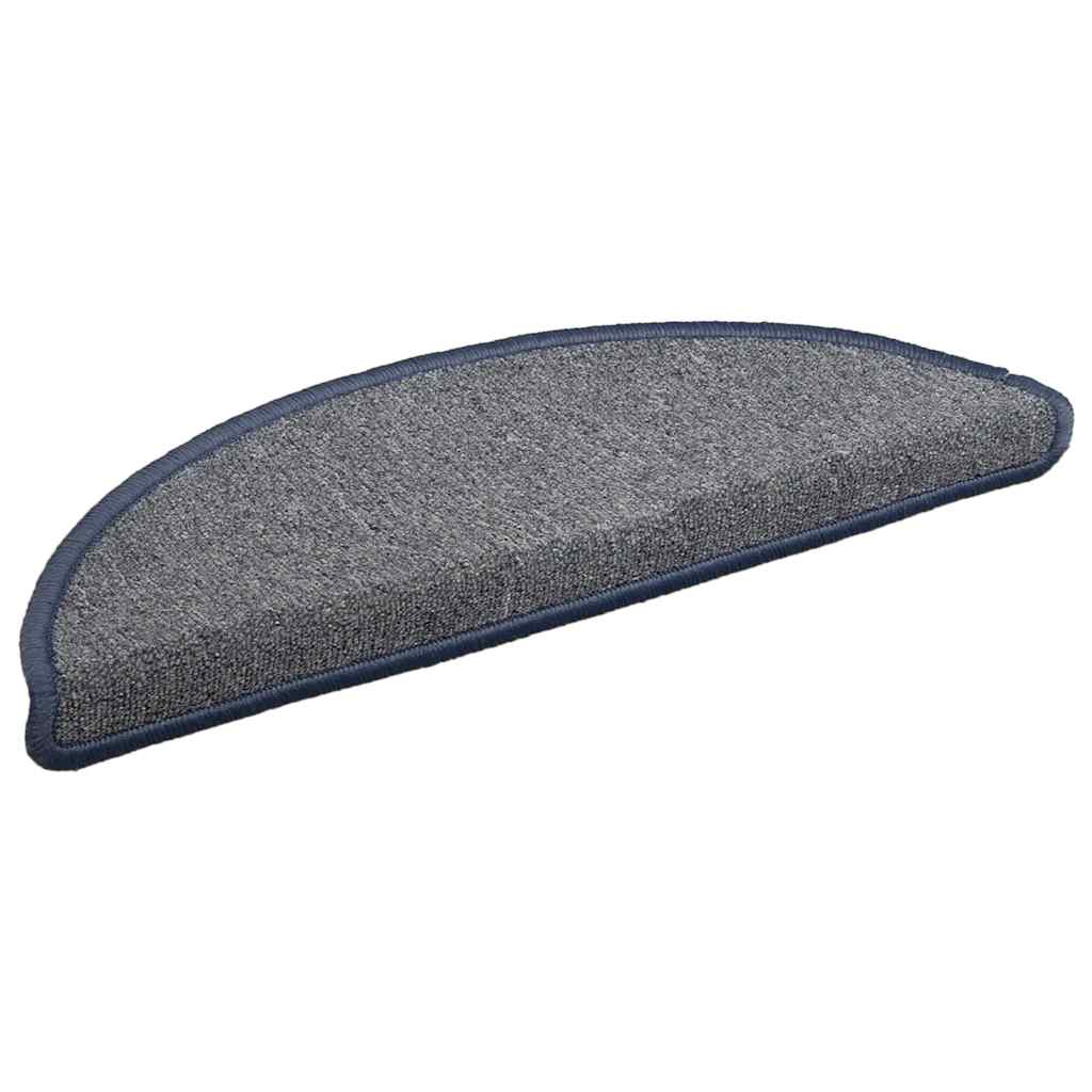 Vidaxx alfombrillas para escaleras 30uds 56x17x3 cm gris claro y azul semicirculares