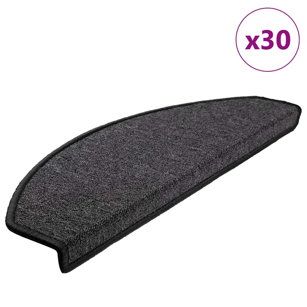 Vidaxx Tappetini per scale 30 pezzi 65x24x4 cm antracite semicircolare grande