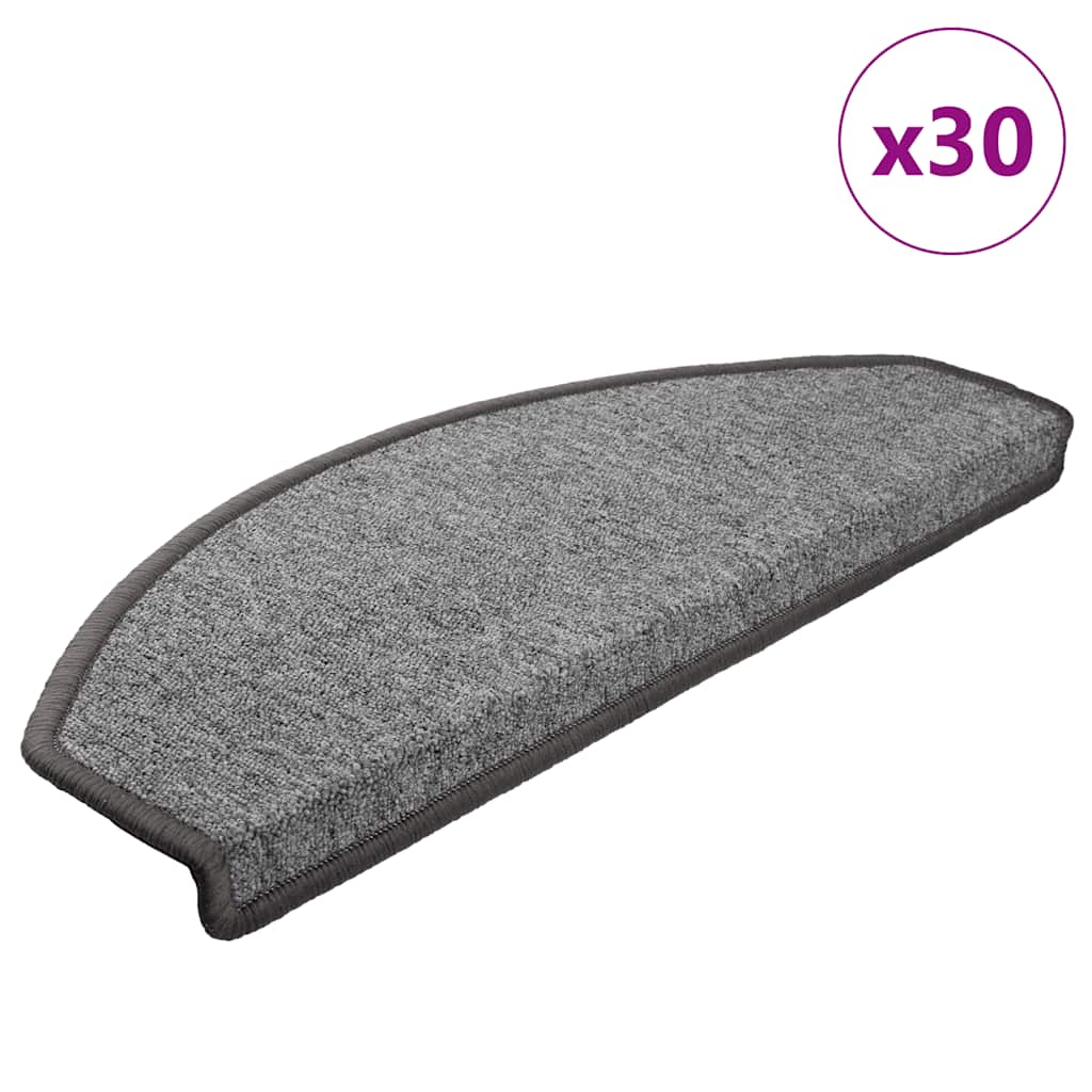 Tappetini per scale Vidaxx 30 pz 65x24x4 cm grigio scuro semicircolare grande