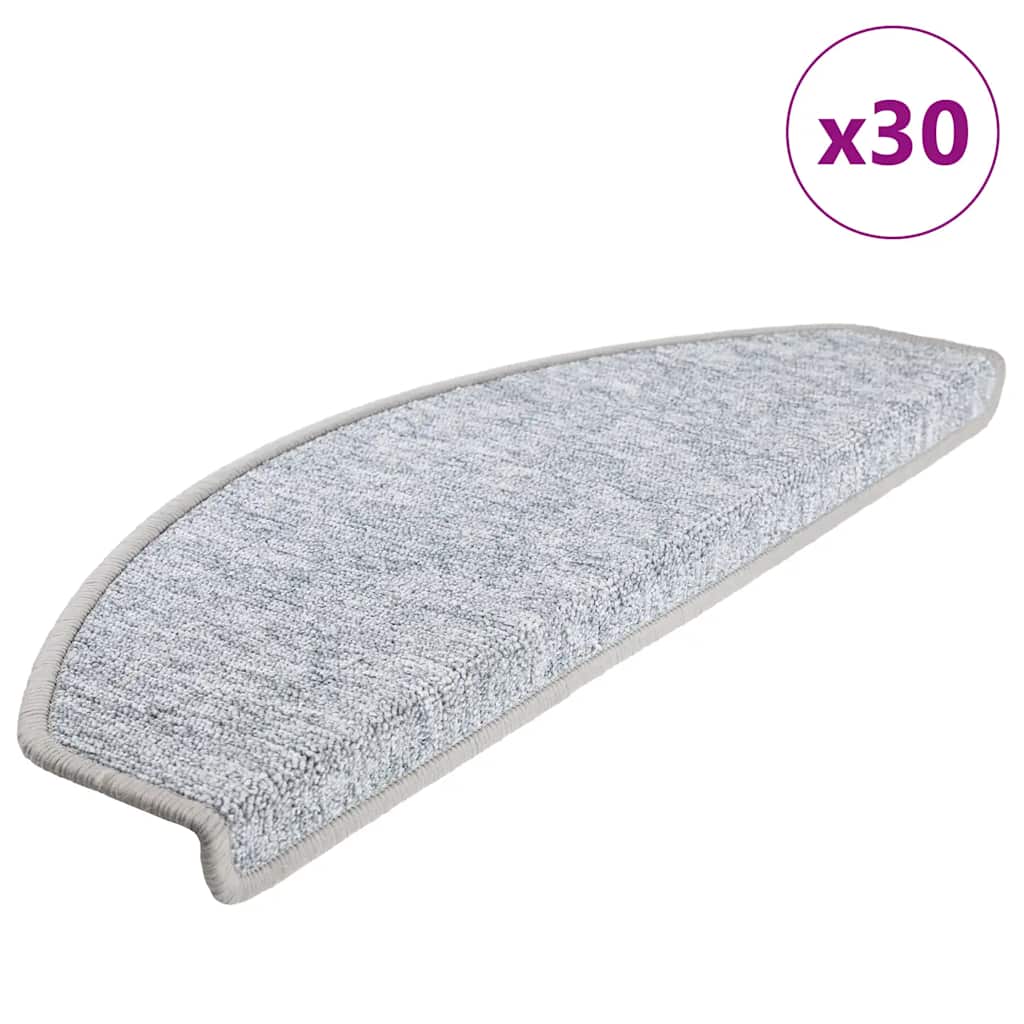 Vidaxx alfombras para escaleras 30uds 65x24x4 cm gris claro semicirculares grandes