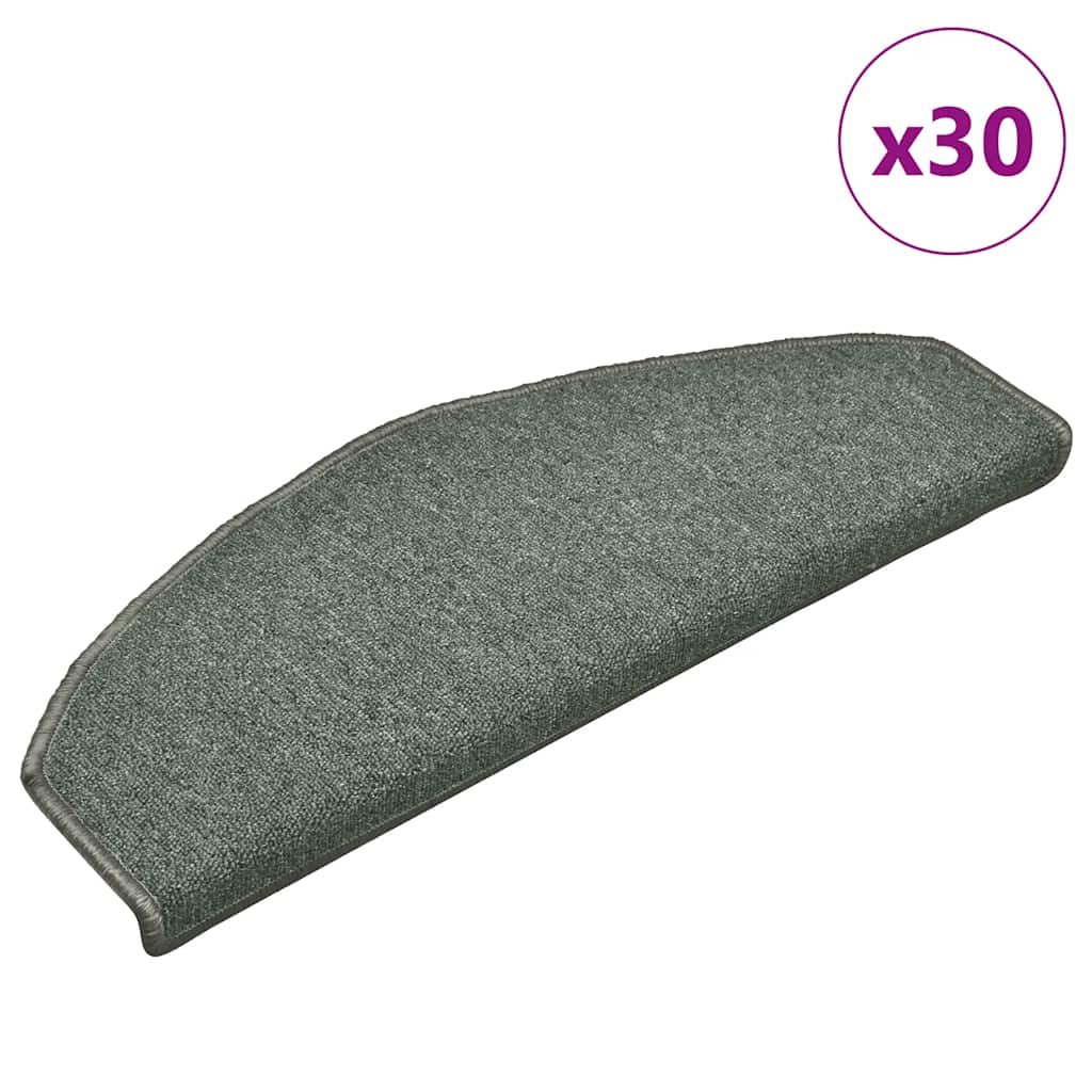 Tappetini per scale Vidaxx 30 pz 65x24x4 cm verde scuro semicircolare grande