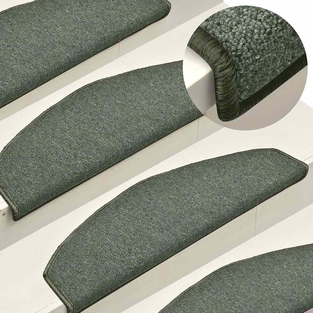 Tappetini per scale Vidaxx 30 pz 65x24x4 cm verde scuro semicircolare grande