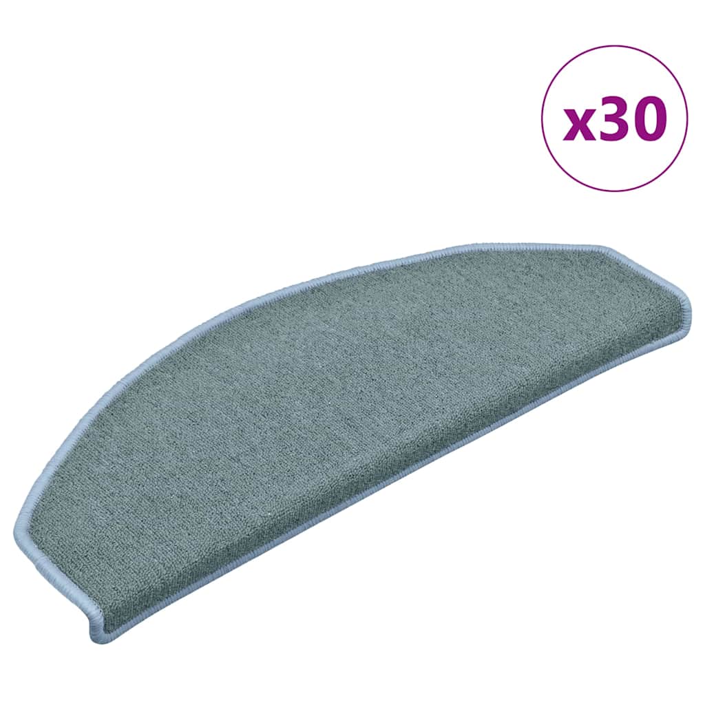 Vidaxx alfombrillas para escaleras 30 uds 65x24x4 cm azul mar semicircular grande