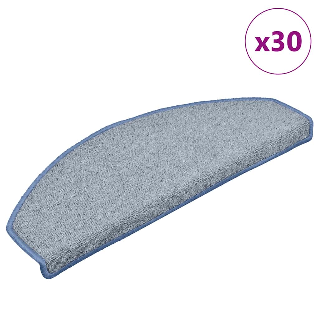 Vidaxx alfombras para escaleras 30uds 65x24x4 cm gris claro y azul semicirculares grandes