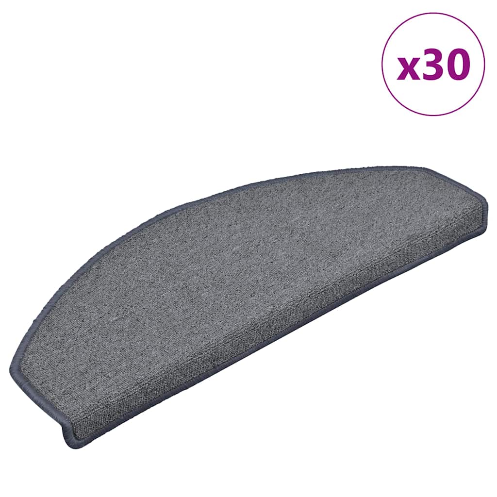Vidaxx alfombras para escaleras 30uds 65x24x4 cm gris claro y azul semicirculares grandes