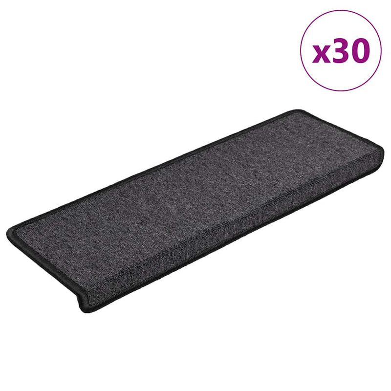 VidaXL alfombrillas para escaleras 30uds 65x21x4 cm antracita borde rectangular
