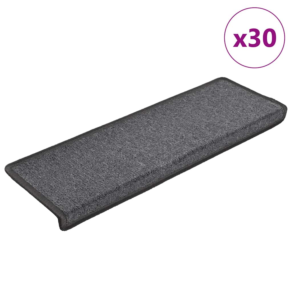 Vidaxl trapmatten 30 st 65x21x4 cm donkergrijs rechthoekige rand