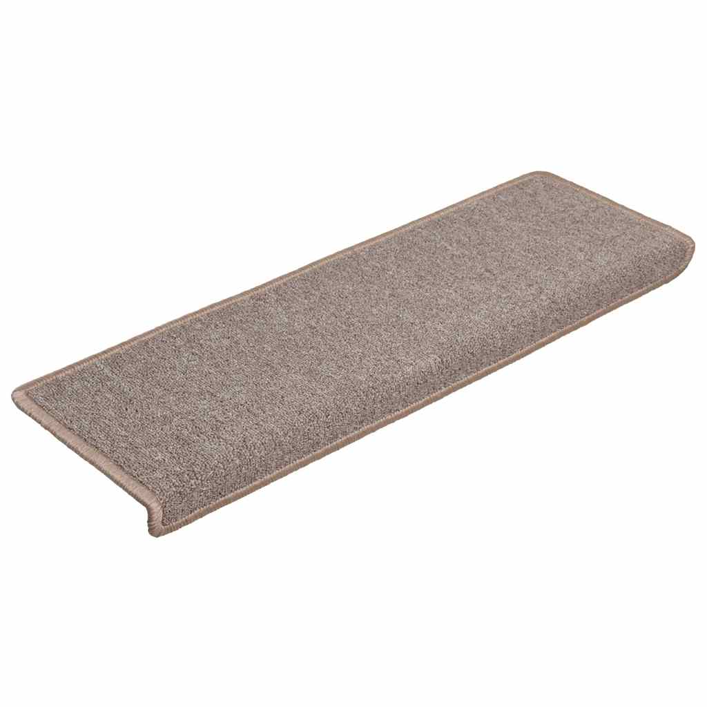 Vidaxx alfombrillas para escaleras 30 uds 65x21x4 cm marrón claro con borde rectangular