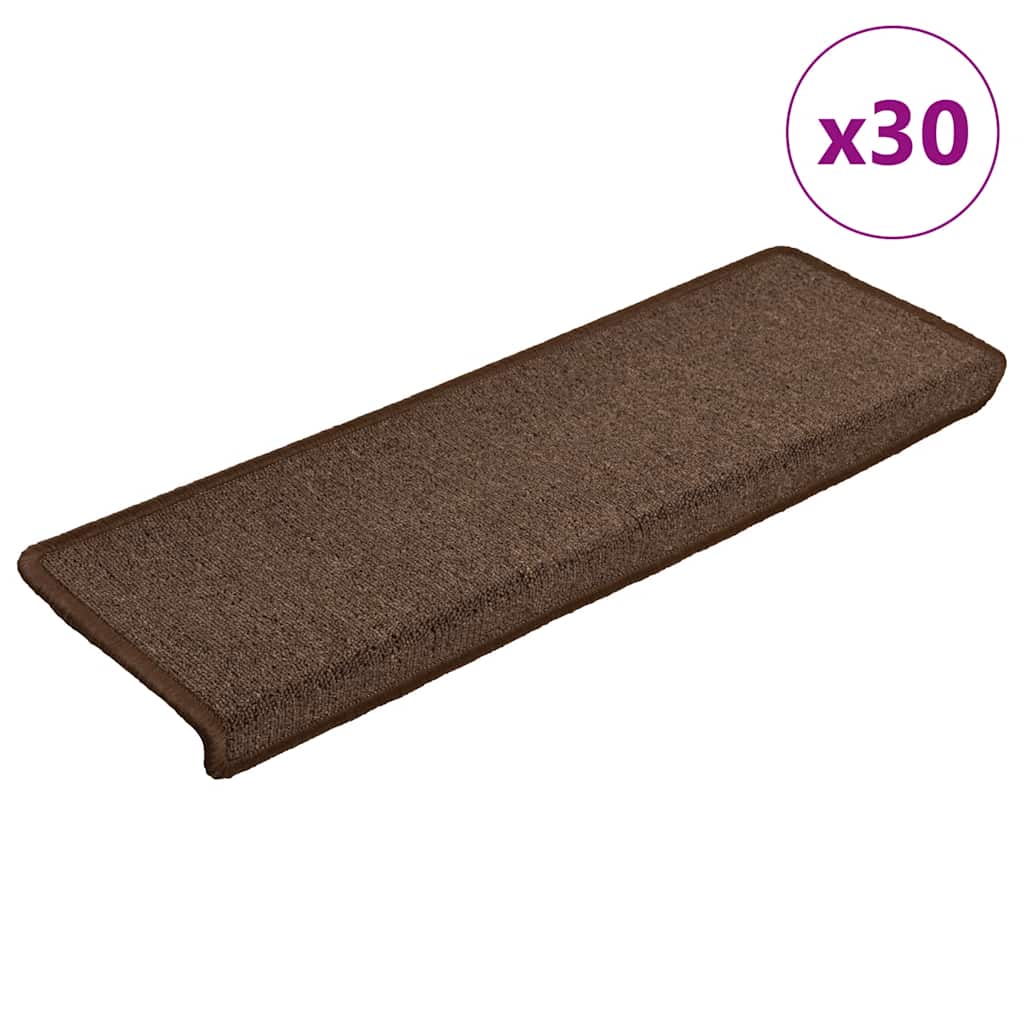 Tappetini per scale VidaXL 30 pz 65x21x4 cm bordo rettangolare marrone caffè