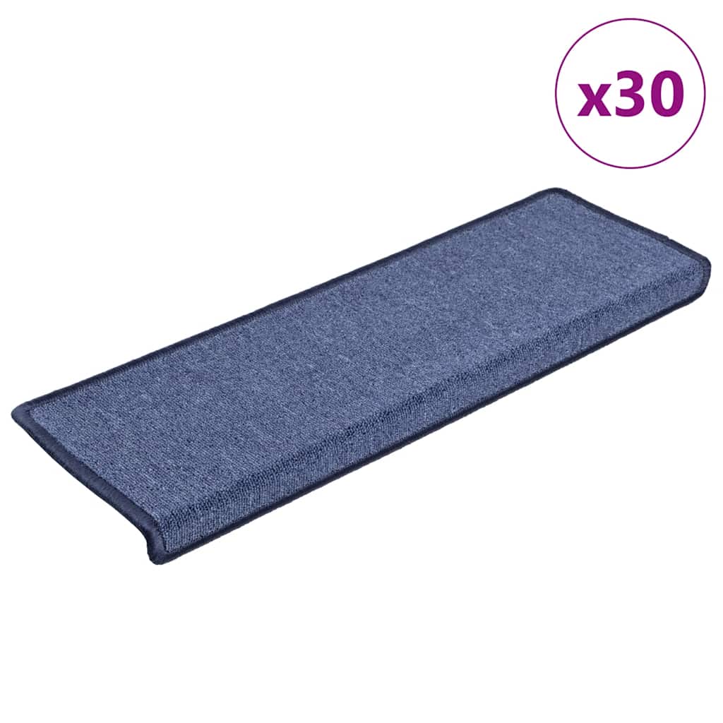 VidaXL alfombrillas para escaleras 30uds 65x21x4 cm borde rectangular azul
