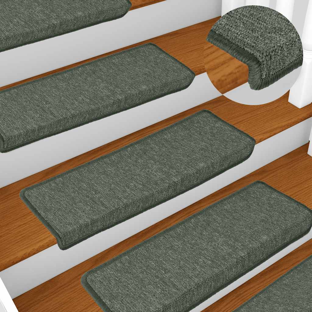 Vidaxx alfombrillas para escaleras 30 uds 65x21x4 cm borde rectangular verde oscuro