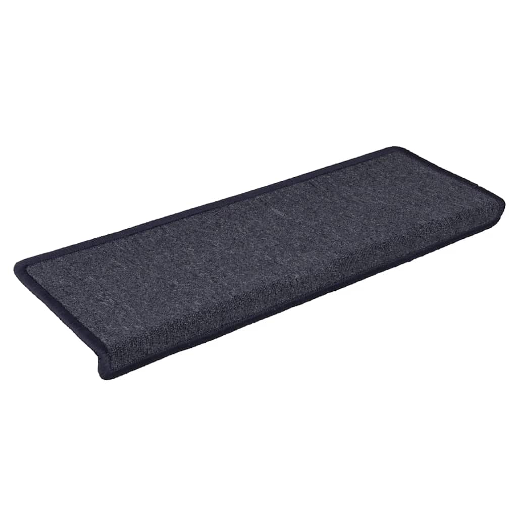 Vidaxx alfombrillas para escaleras 30 uds 65x21x4 cm gris oscuro y azul con borde rectangular