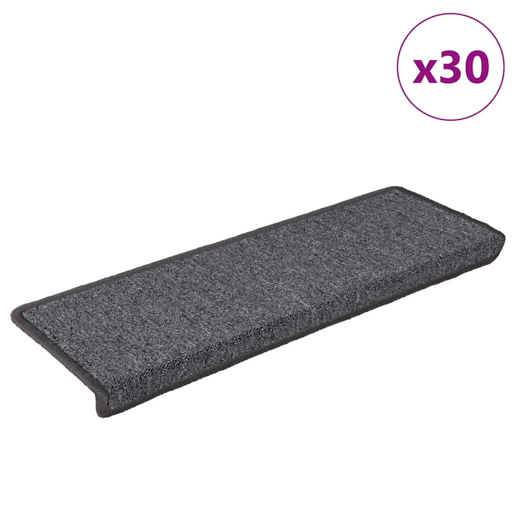 Vidaxxl alfombrillas para escaleras 30uds 65x21x4 cm borde rectangular gris oscuro