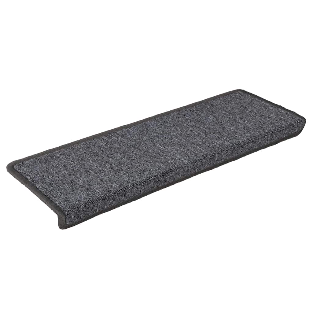 Vidaxxl alfombrillas para escaleras 30uds 65x21x4 cm borde rectangular gris oscuro