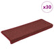 Vidaxx alfombrillas para escaleras 30 uds 65x21x4 cm borde rectangular burdeos