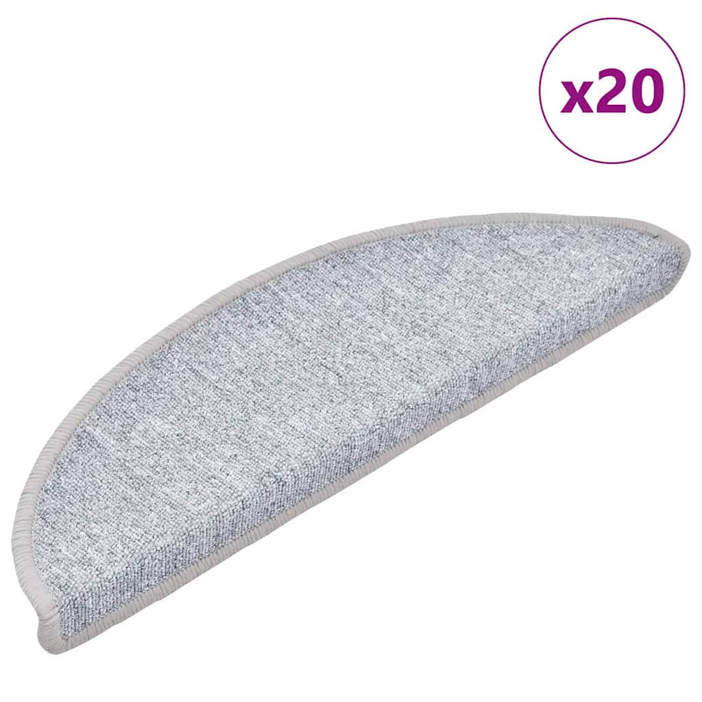 VidaXL alfombrillas para escaleras 20uds 56x17x3 cm gris claro semicirculares