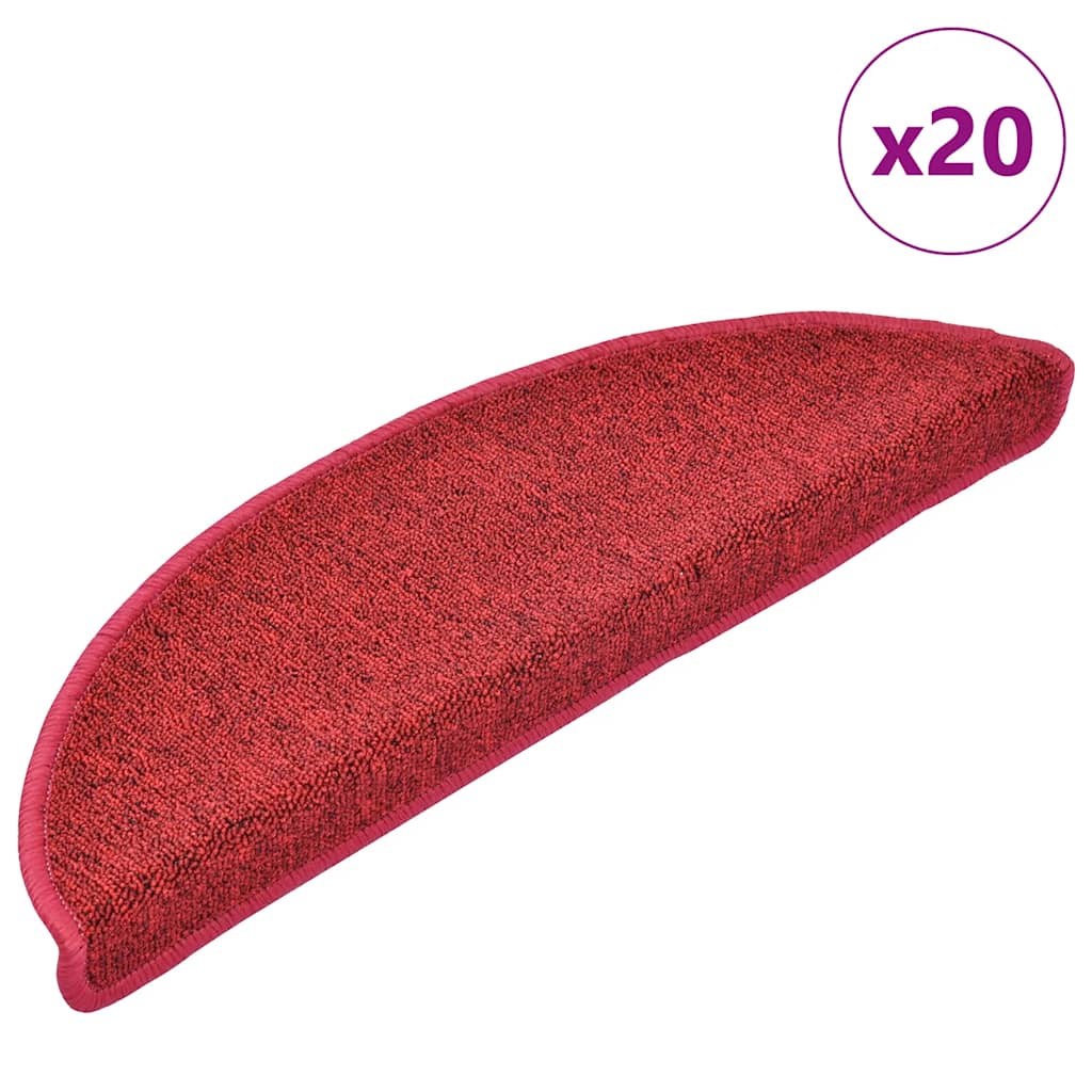Vidaxx alfombrillas para escaleras 20uds 56x17x3 cm rojo semicircular