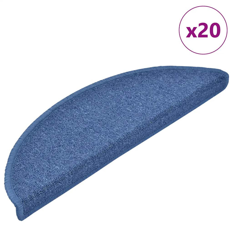 VidaXL alfombrillas para escaleras 20uds 56x17x3 cm azul semicircular