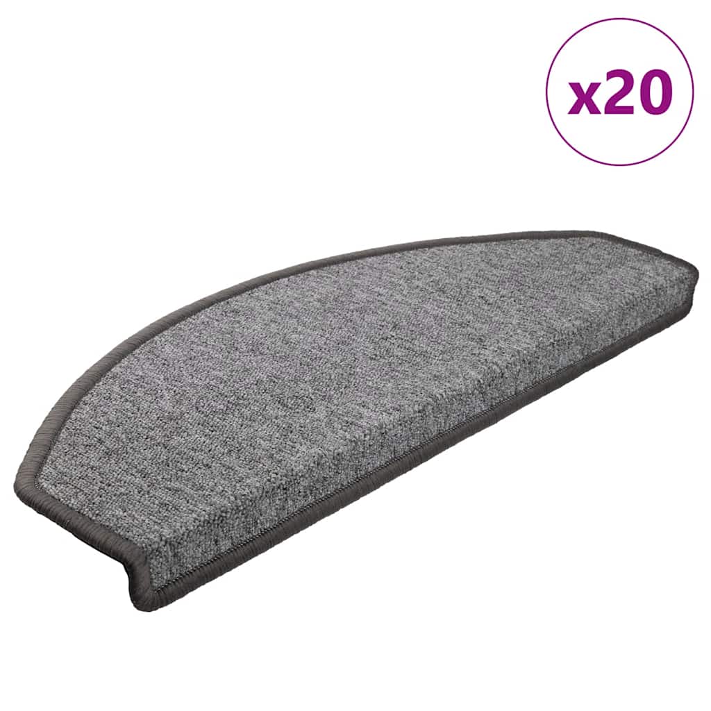 Tappetini per scale Vidaxx 20 pz 65x24x4 cm grigio scuro semicircolare grande