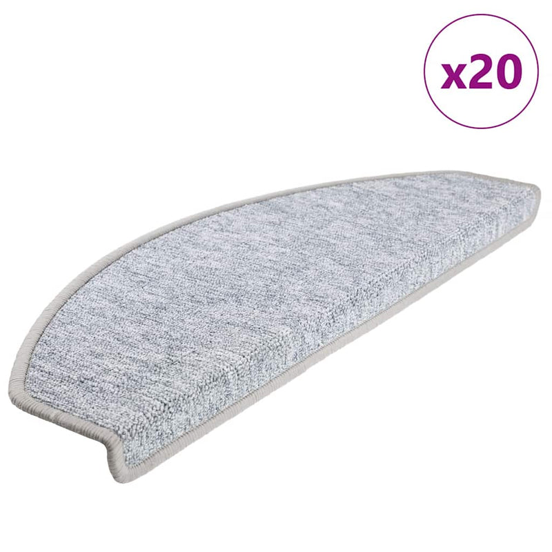 Vidaxx alfombras para escaleras 20uds 65x24x4 cm gris claro semicirculares grandes