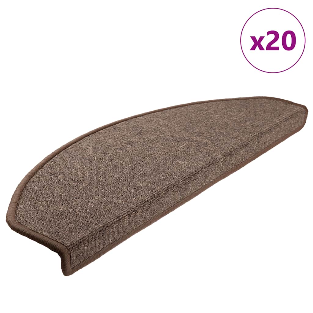 VidaXL Tappetini per scale 20 pz 65x24x4 cm marrone caffè semicircolare grande
