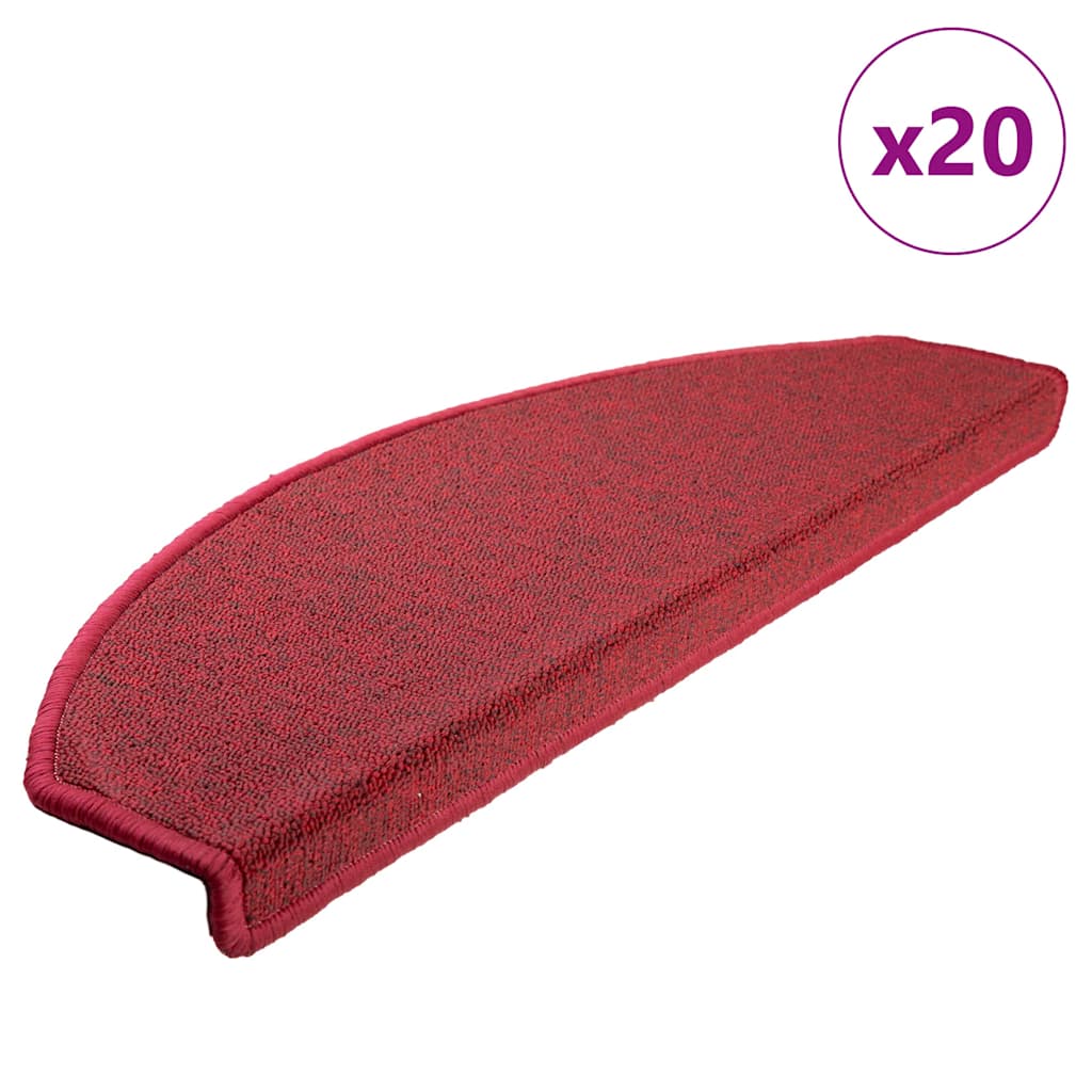 Tappetini per scale Vidaxx 20 pz 65x24x4 cm rosso semicircolare grande
