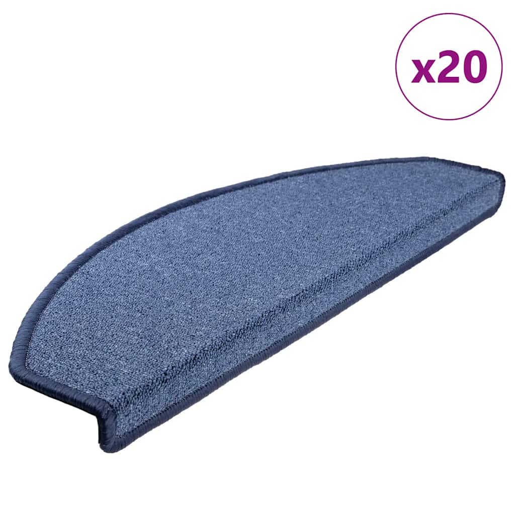 Tappetini per scale Vidaxx 20 pz 65x24x4 cm blu semicircolare grande