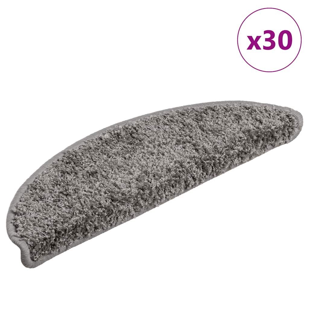 Tappetini per scale VidaXL 30 pz 56x17x3 cm grigio semicircolare